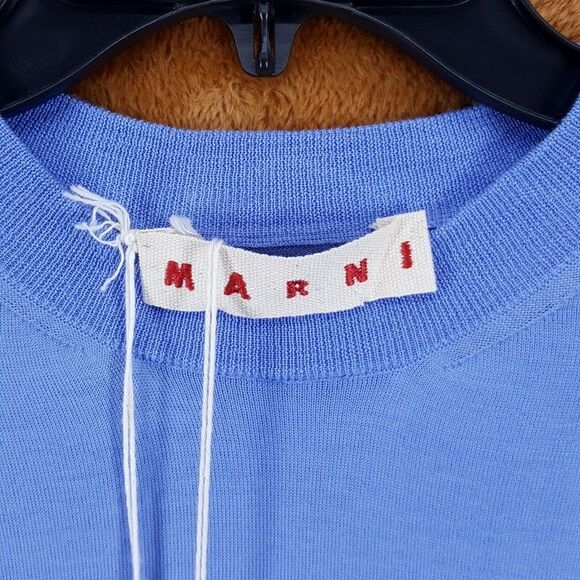 MARNI Sweater Mens Size 50 Blue Orange Stripe Pullover Lightweight Wool $975 - Picture 2 of 9